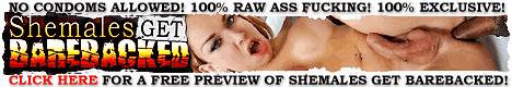 Shemales get hammered without rubbers